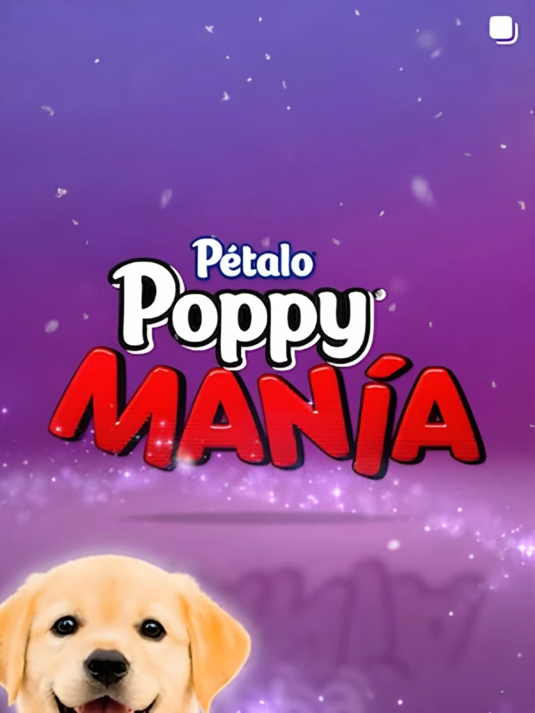 Pétalo Poppy Manía con un cachorro