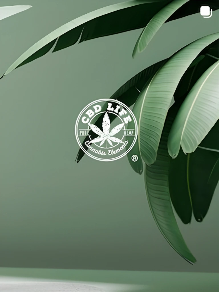Hojas verdes con un logo de hoja