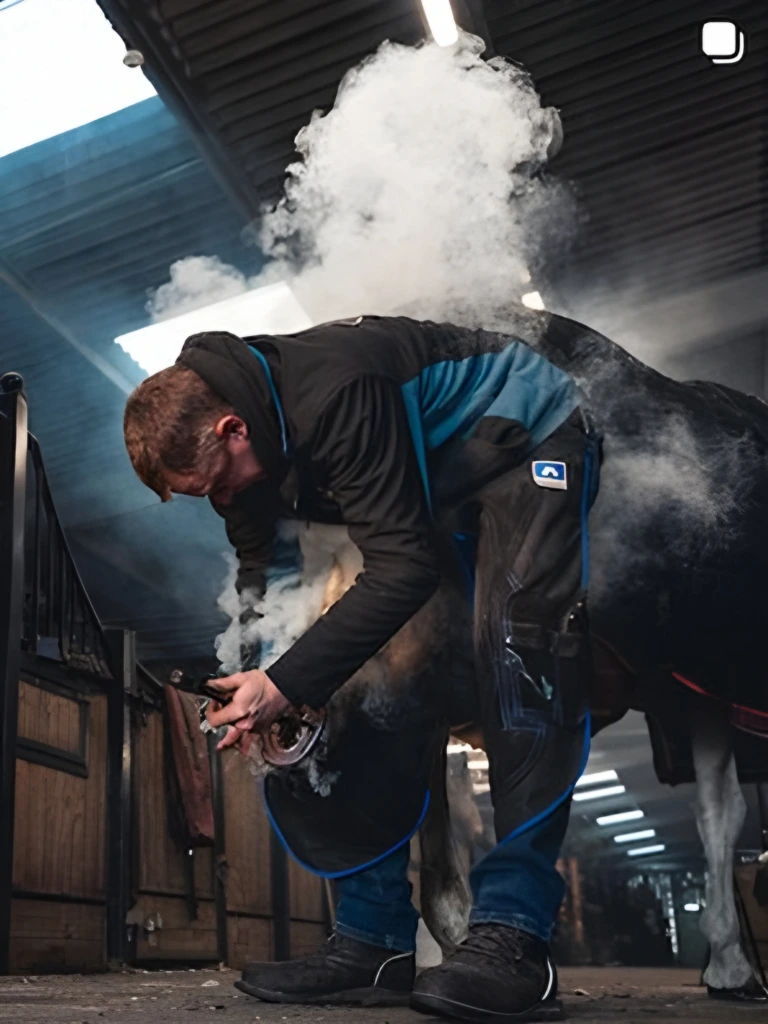 Hombre en un taller rodeado de humo