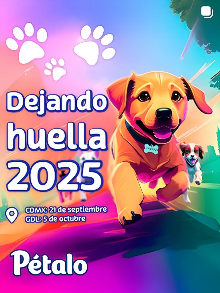 Pétalo «Dejando huella 2025» con un cachorro